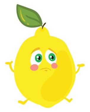 Üzgün sarı limon, illüstrasyon, beyaz arka plan vektör.