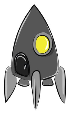 Gümüş uzay gemisi, illüstrasyon, beyaz arkaplanda vektör.