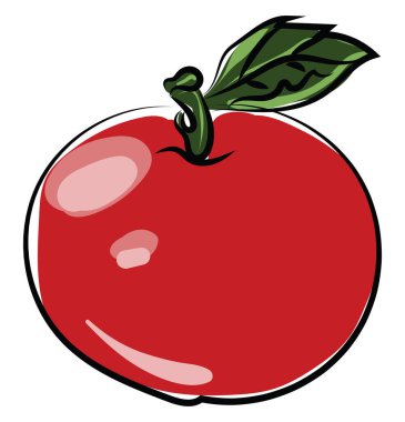 Kırmızı elma, illüstrasyon, beyaz arkaplanda vektör.