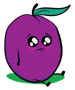 Üzücü erik, illüstrasyon, beyaz arkaplanda vektör.