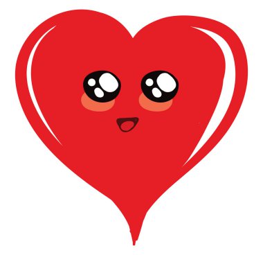 Sevimli kalp, illüstrasyon, beyaz arkaplan vektörü.