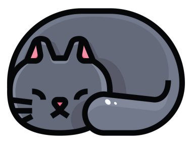 Uyuyan kedi, illüstrasyon, beyaz arkaplanda vektör.