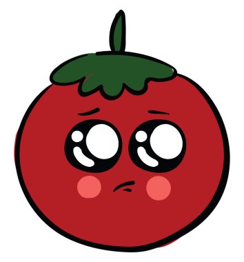 Üzgün domates, illüstrasyon, beyaz arka plan vektör.