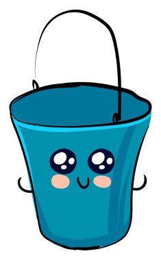 Şirin mavi kova, illüstrasyon, beyaz arkaplanda vektör..