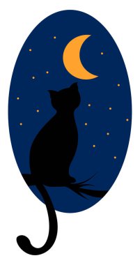 Ağaçtaki kedi, illüstrasyon, beyaz arkaplanda vektör.