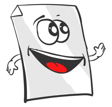 Mutlu kağıt parçası, illüstrasyon, beyaz arkaplan üzerinde vektör.