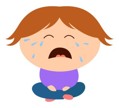 Ağlayan bebek, illüstrasyon, beyaz arka planda vektör.