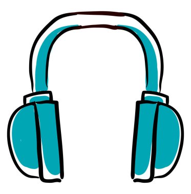 Mavi kulaklık, illüstrasyon, beyaz arkaplanda vektör.