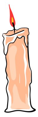 Uzun mum, illüstrasyon, beyaz arkaplanda vektör.