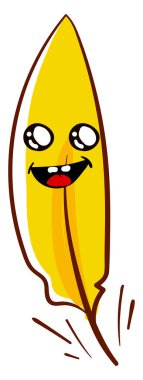 Mutlu sarı tüy, illüstrasyon, beyaz arkaplanda vektör.