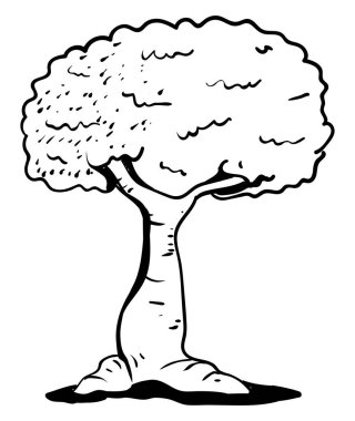 Beyaz arkaplanda bir ağaç, illüstrasyon, vektör çizimi.