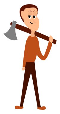 Baltalı adam, illüstrasyon, beyaz arkaplanda vektör.