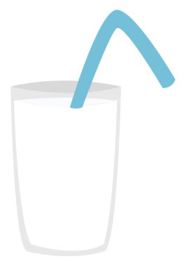 Bir bardak süt, illüstrasyon, beyaz arkaplanda vektör.