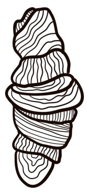 Simit kruvasan çizimi, illüstrasyon, beyaz arkaplanda vektör.