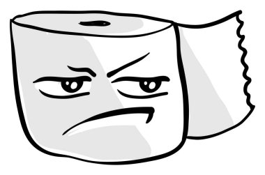 Kızgın tuvalet kağıdı, illüstrasyon, beyaz arka plan vektör.