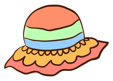 Çok renkli kızlar şapkası, illüstrasyon, beyaz arkaplanda vektör.