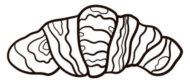 Kruvasan çizimi, illüstrasyon, beyaz arkaplanda vektör.