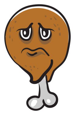 Üzgün tavuk bacağı, illüstrasyon, beyaz arka planda vektör.