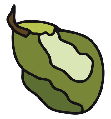 Yeşil armut düz, illüstrasyon, beyaz arkaplanda vektör.