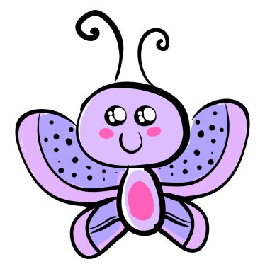 Şirin kelebek, illüstrasyon, beyaz arkaplanda vektör.