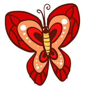 Turuncu kelebek, illüstrasyon, beyaz arkaplanda vektör.