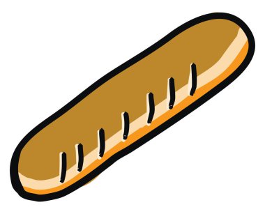 Fransız ekmeği, illüstrasyon, beyaz arkaplan vektörü.