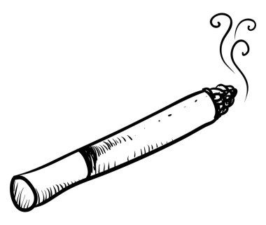 Sigara çizimi, illüstrasyon, beyaz arkaplanda vektör.