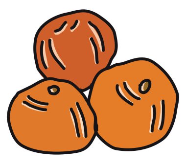 Clementine düz, illüstrasyon, beyaz arkaplanda vektör.