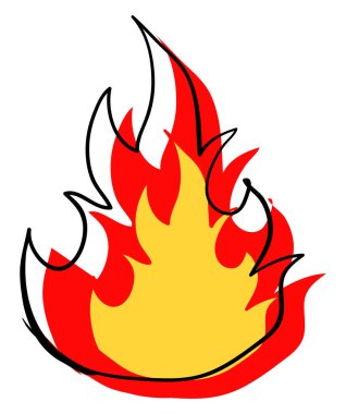 Yangın çizimi, illüstrasyon, beyaz arka plan üzerinde vektör.