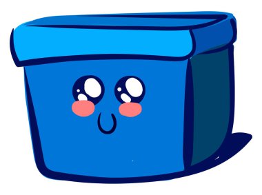 Şirin mavi kutu, illüstrasyon, beyaz arkaplanda vektör.