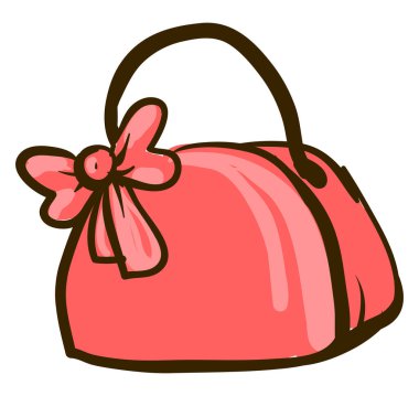 Beyaz zemin üzerinde yay, illüstrasyon, vektör olan mercan çantası.