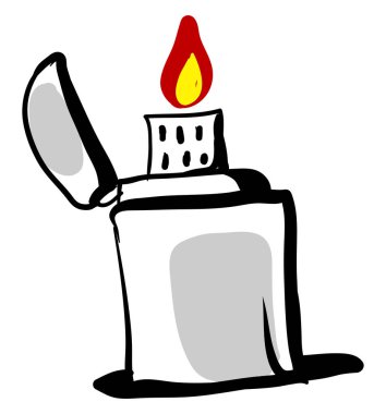 Zippo çizimi, illüstrasyon, beyaz arkaplan üzerindeki vektör.