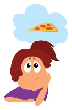 Pizza hayalcisi, illüstrasyon, beyaz arkaplanda vektör.