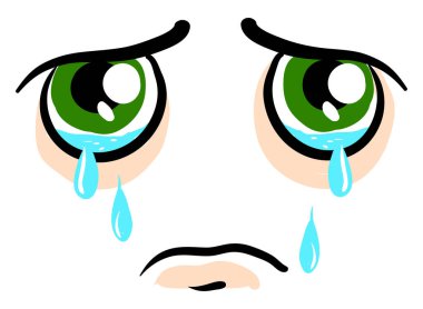 Ağlayan duygu, illüstrasyon, beyaz arkaplanda vektör.