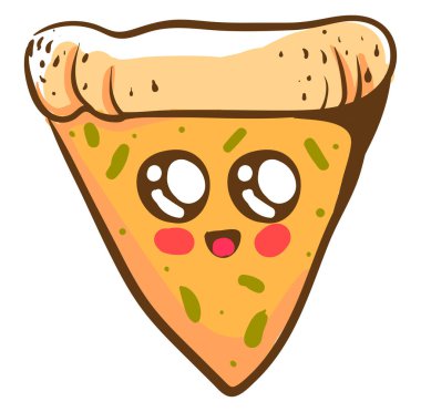 Tatlı pizza dilimi, illüstrasyon, beyaz arka planda vektör..