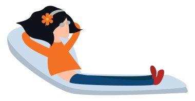 Tatildeki kız, illüstrasyon, beyaz arkaplanda vektör.