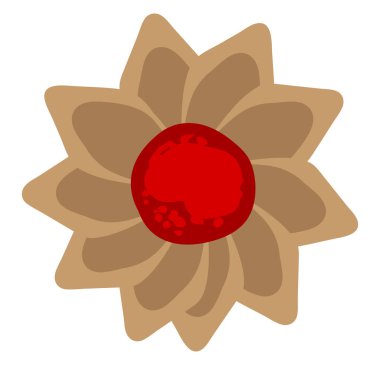 Çiçekli tatlı kurabiye, illüstrasyon, beyaz arkaplanda vektör.