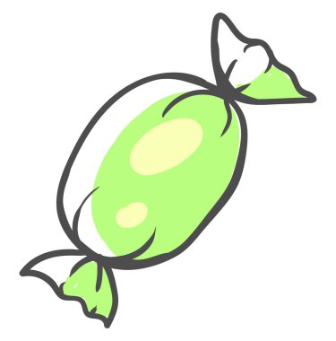 Yeşil ambalajlı şeker, illüstrasyon, beyaz arkaplanda vektör.