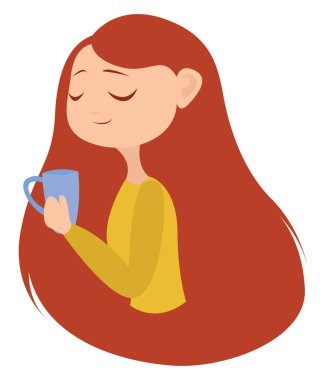 Kızıl saçlı kız, illüstrasyon, beyaz arkaplanda vektör.