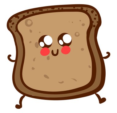 Mutlu şirin ekmek, illüstrasyon, beyaz arkaplanda vektör.