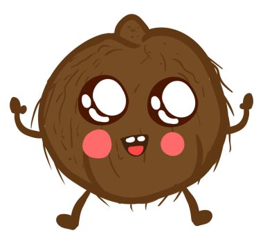 Mutlu hindistan cevizi, illüstrasyon, beyaz arkaplanda vektör.