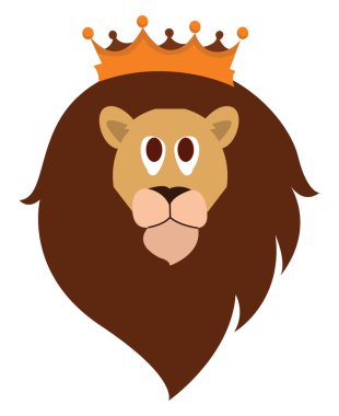 Kral aslan, illüstrasyon, beyaz arkaplan vektörü.