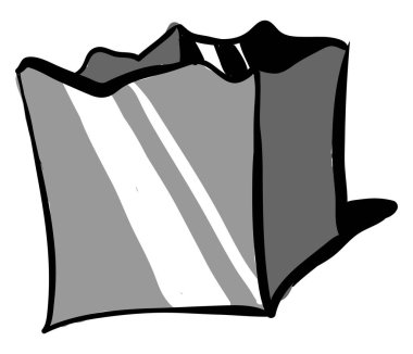 Gri kağıt torba, illüstrasyon, beyaz arkaplanda vektör.