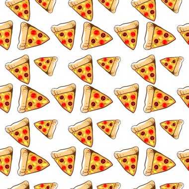 Pizza dilimleri, illüstrasyon, beyaz arkaplanda vektör.