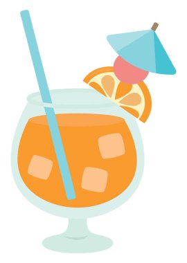 Turuncu kokteyl, illüstrasyon, beyaz arkaplanda vektör.