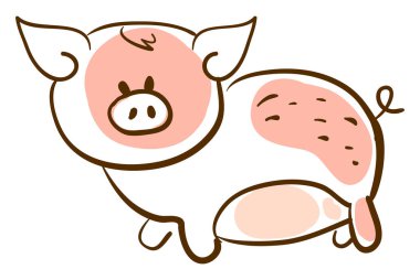 Domuz çizimi, illüstrasyon, beyaz arkaplan üzerindeki vektör.