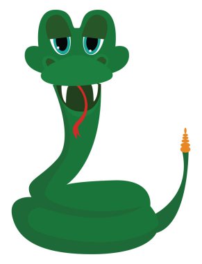 Çıngıraklı yılan, illüstrasyon, beyaz arkaplan üzerindeki vektör.