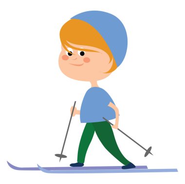 Erkek kayak, illüstrasyon, beyaz arkaplan vektörü.