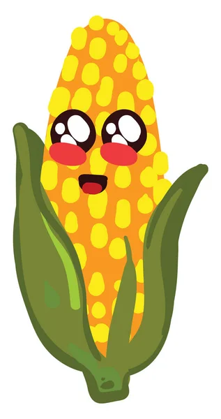 Cute Little Corn Ilustracja Wektor Białym Tle — Wektor stockowy