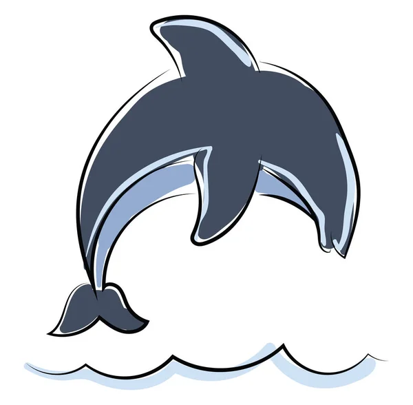 Dolphin Άλμα Από Νερό Εικονογράφηση Διάνυσμα Λευκό Φόντο — Διανυσματικό Αρχείο
